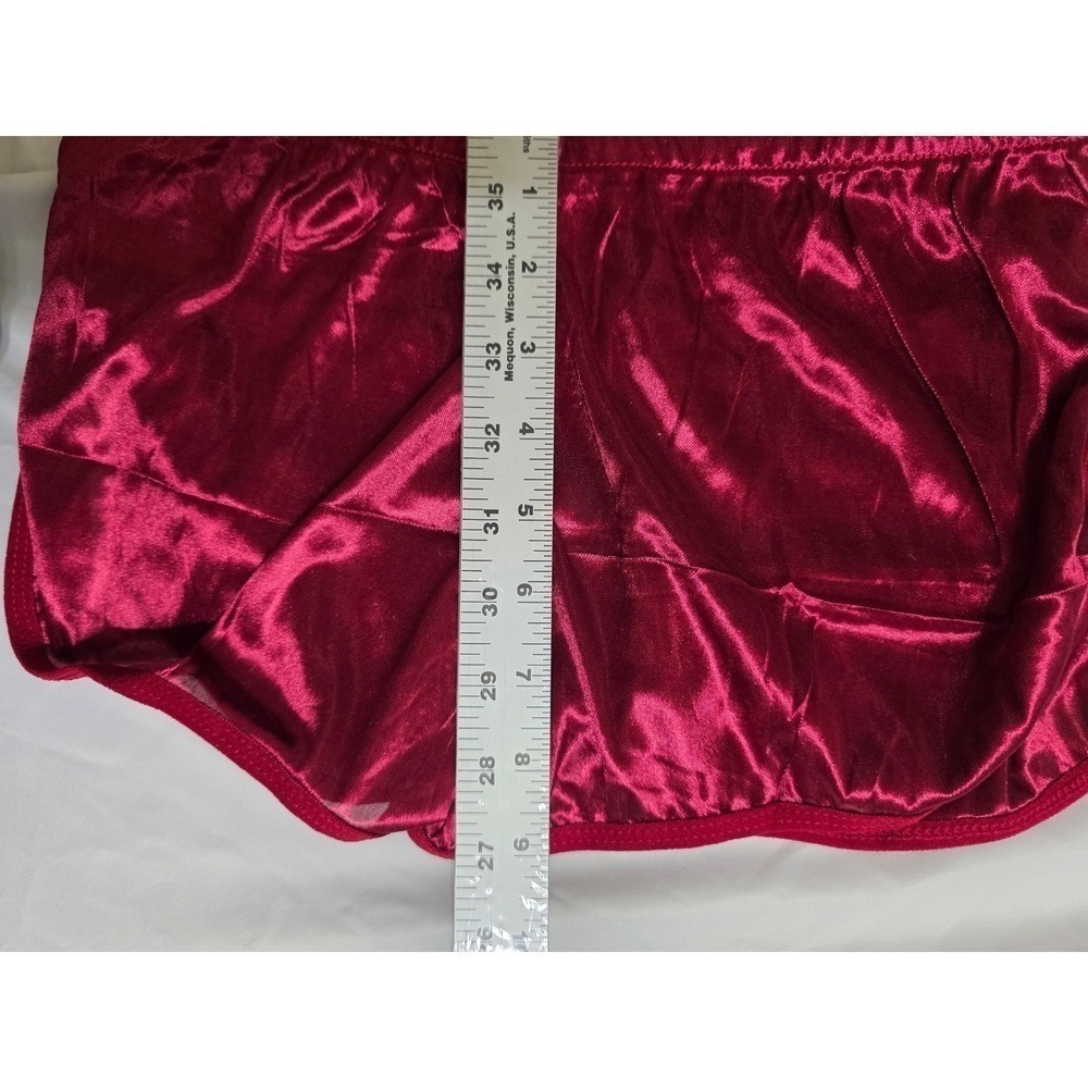 Womens Pajama Set Satin Lingerie Burgundy Sleepwear Two Piece Wine Red - Picture 8 of 8